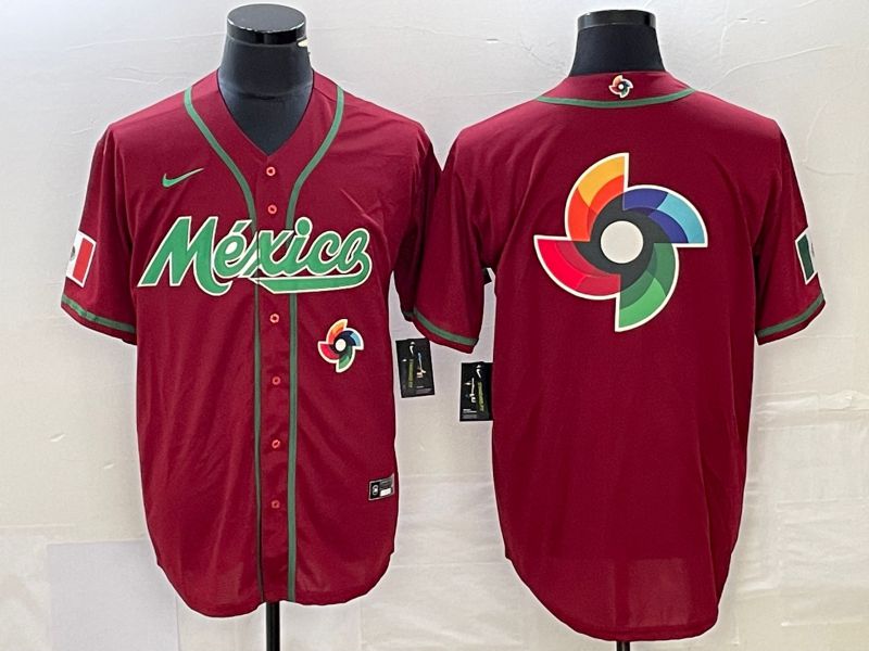 Men 2023 World Cub Mexico Blank Red Nike MLB Jersey5->more jerseys->MLB Jersey